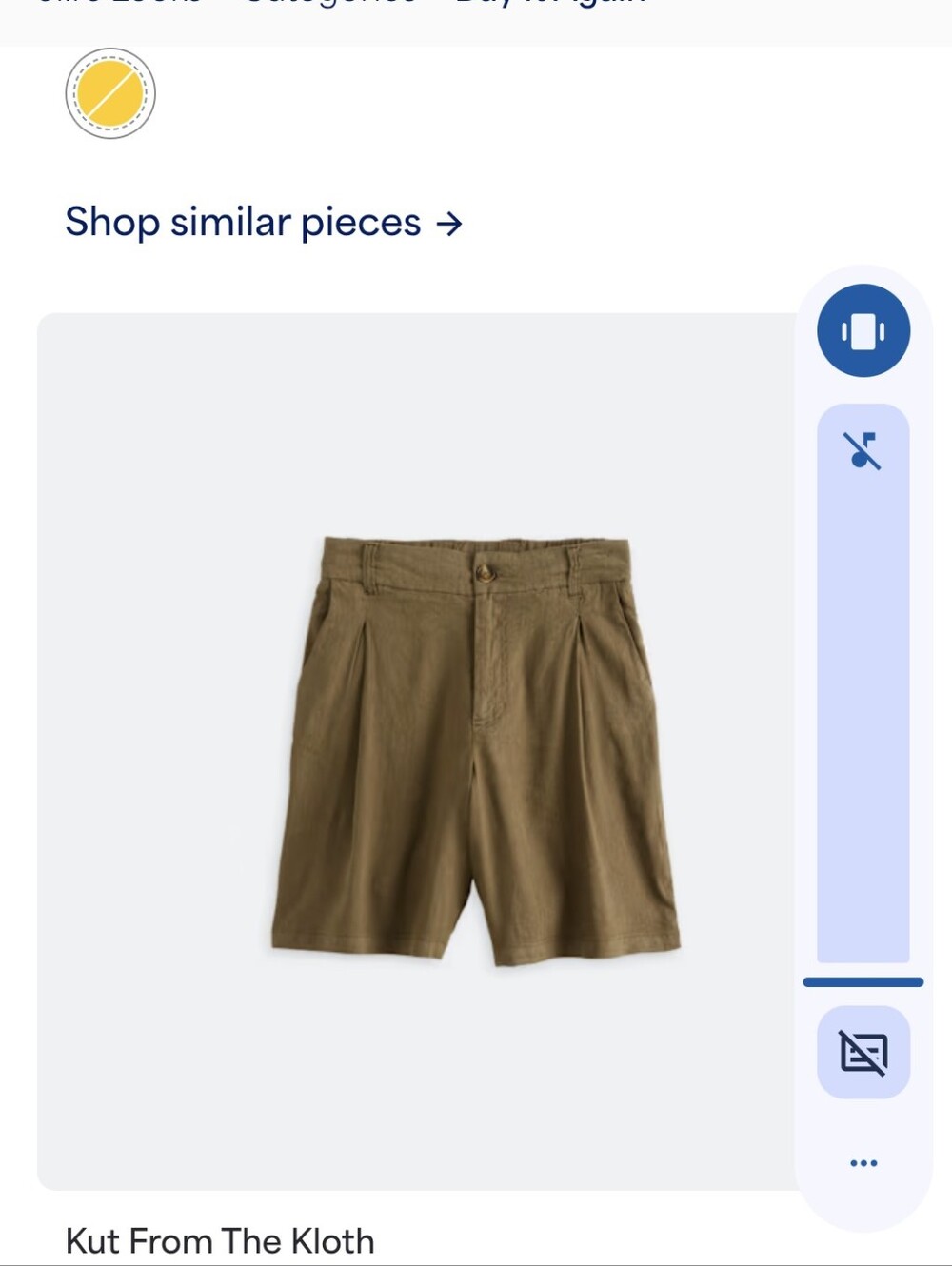 Kut from the Kloth Olive Pleated High-Waist Bermuda Shorts